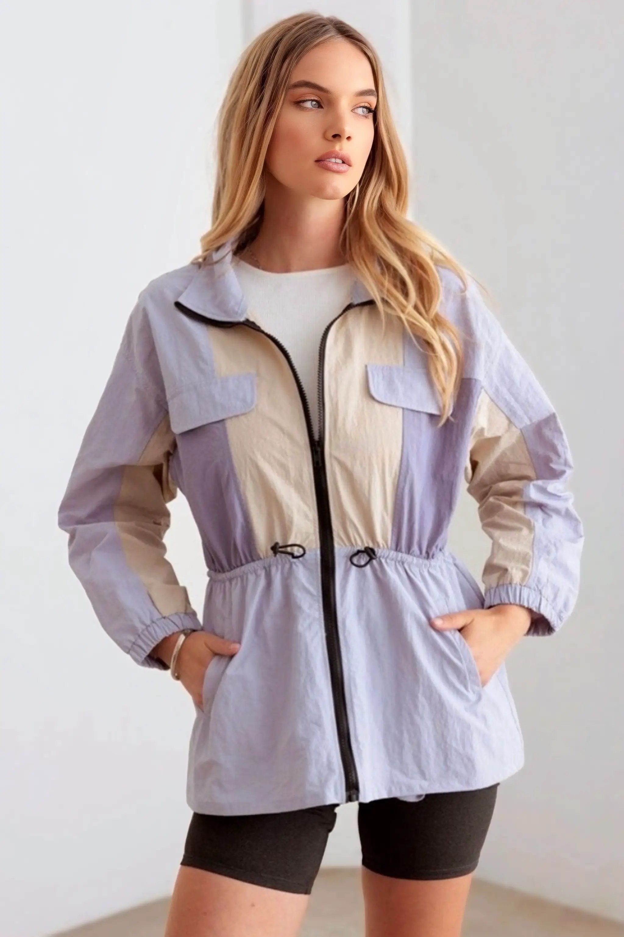 Le Lis LE LIS Lavender Breeze Color Block Windbreaker - Jackets