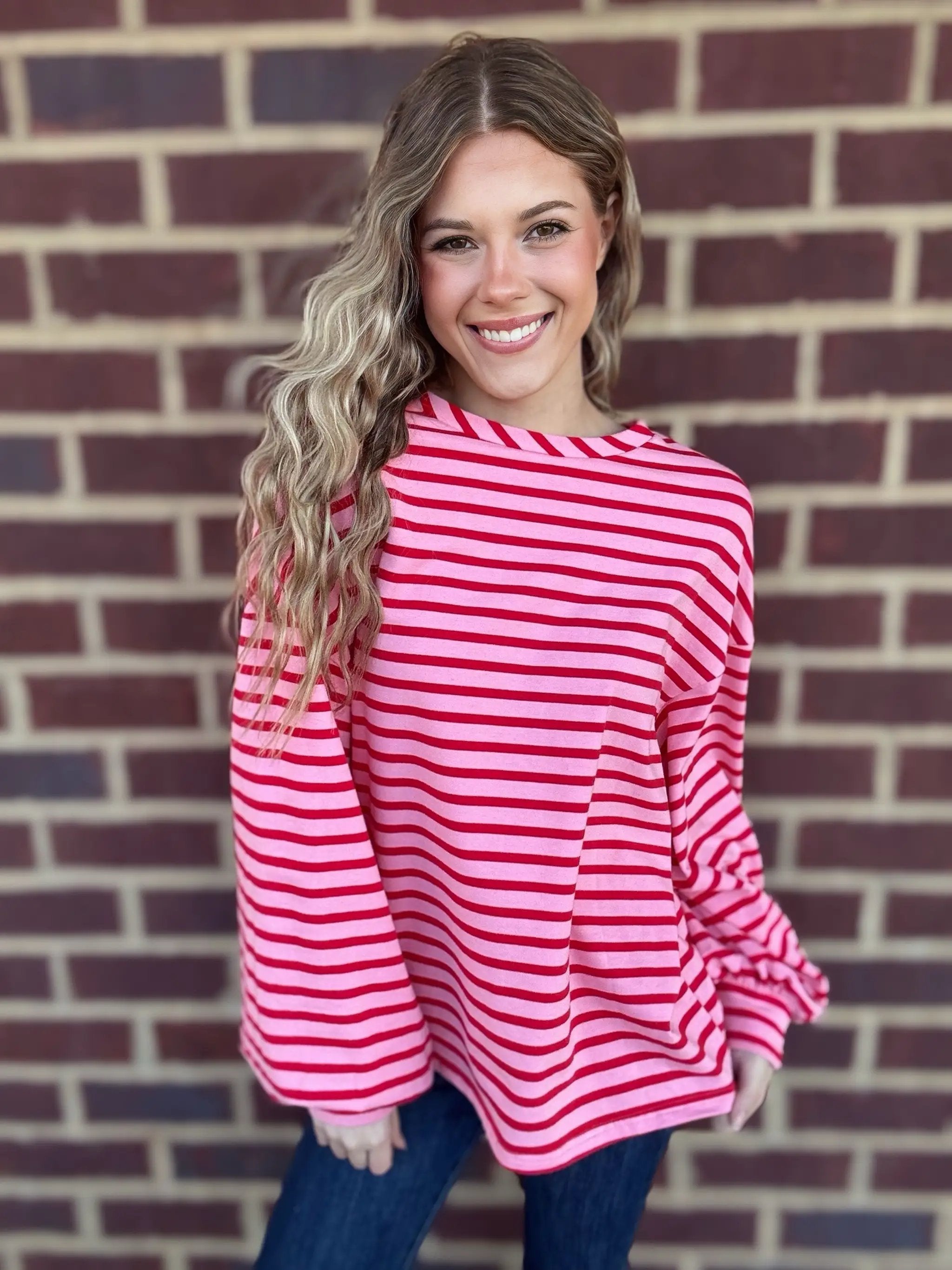 Grateful Threads Boutique Pink Lemonade Ballon Sleeve Pullover - Sweatshirts