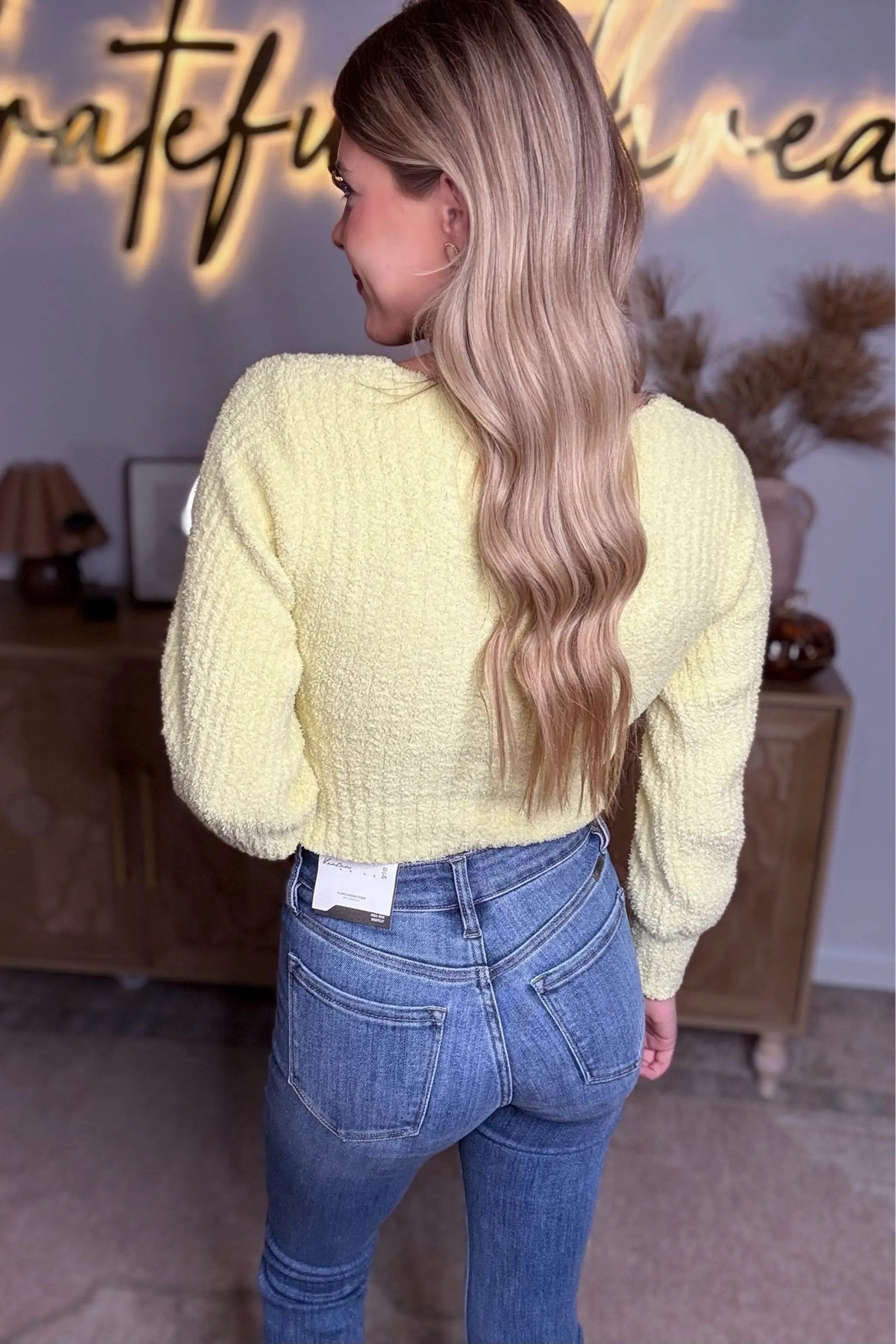 Active Basic | Active USA Active Basic | Active USA - Long Puff Sleeve V-neck Rib Sweater Top - Sweaters