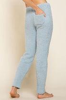 Light blue fluffy pants back view.