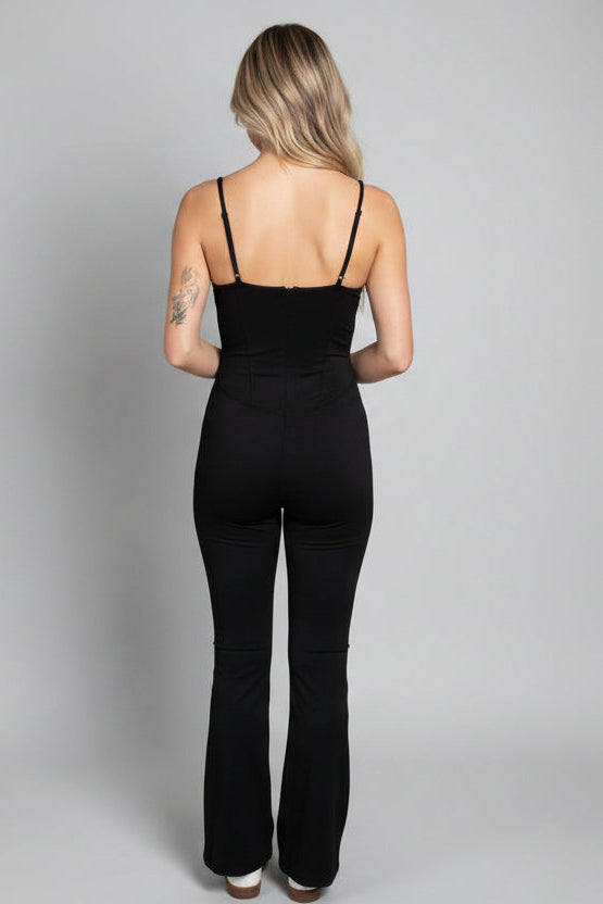 Active Basic | Active USA Active Basic | Active USA - Activewear Cami Flare Jumpsuit in Black - Leotards & Unitards Activewear Cami Flare Jumpsuit