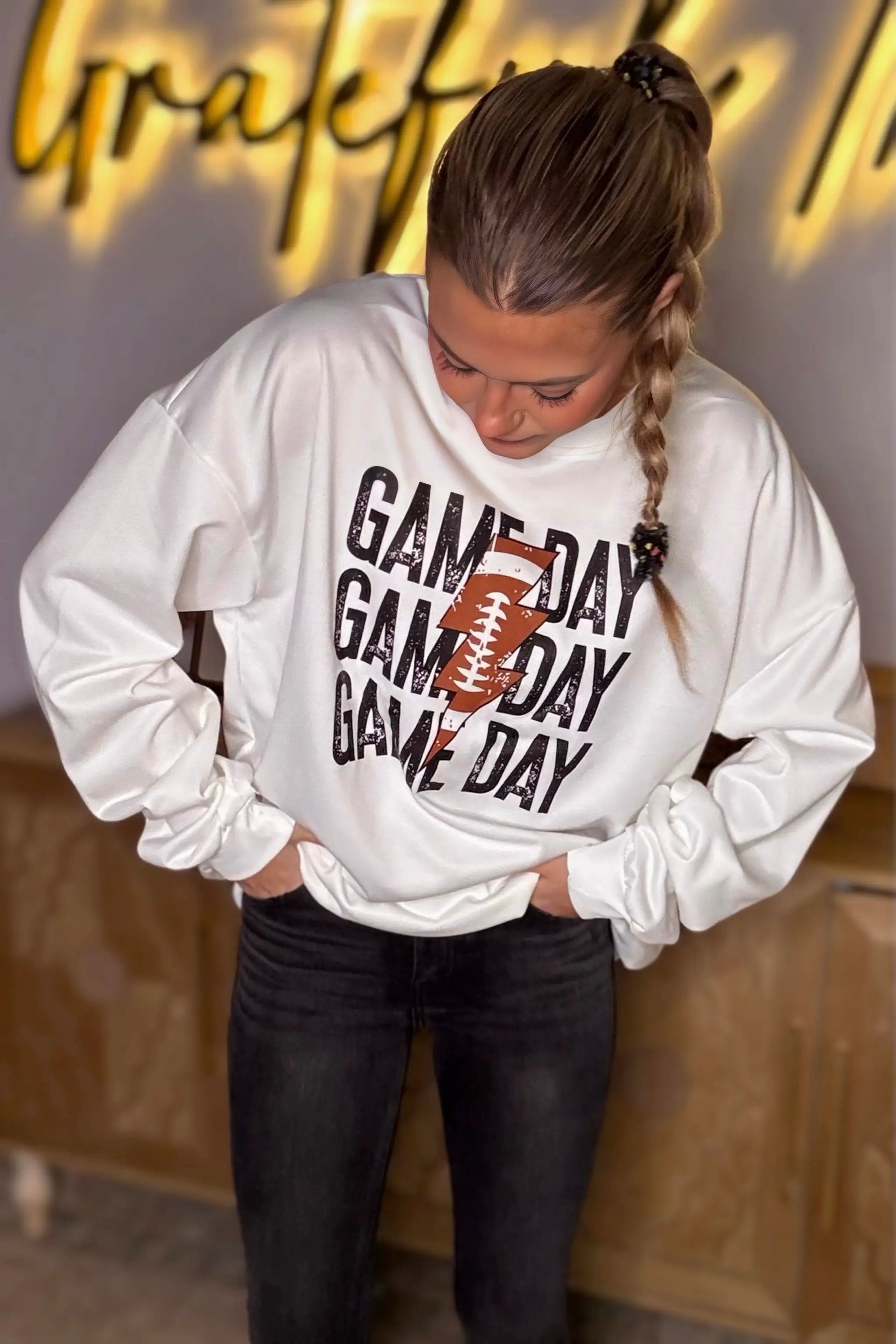 Grateful Threads Boutique Game Day Lightning Bolt Sweatshirt - Sweatshirts
