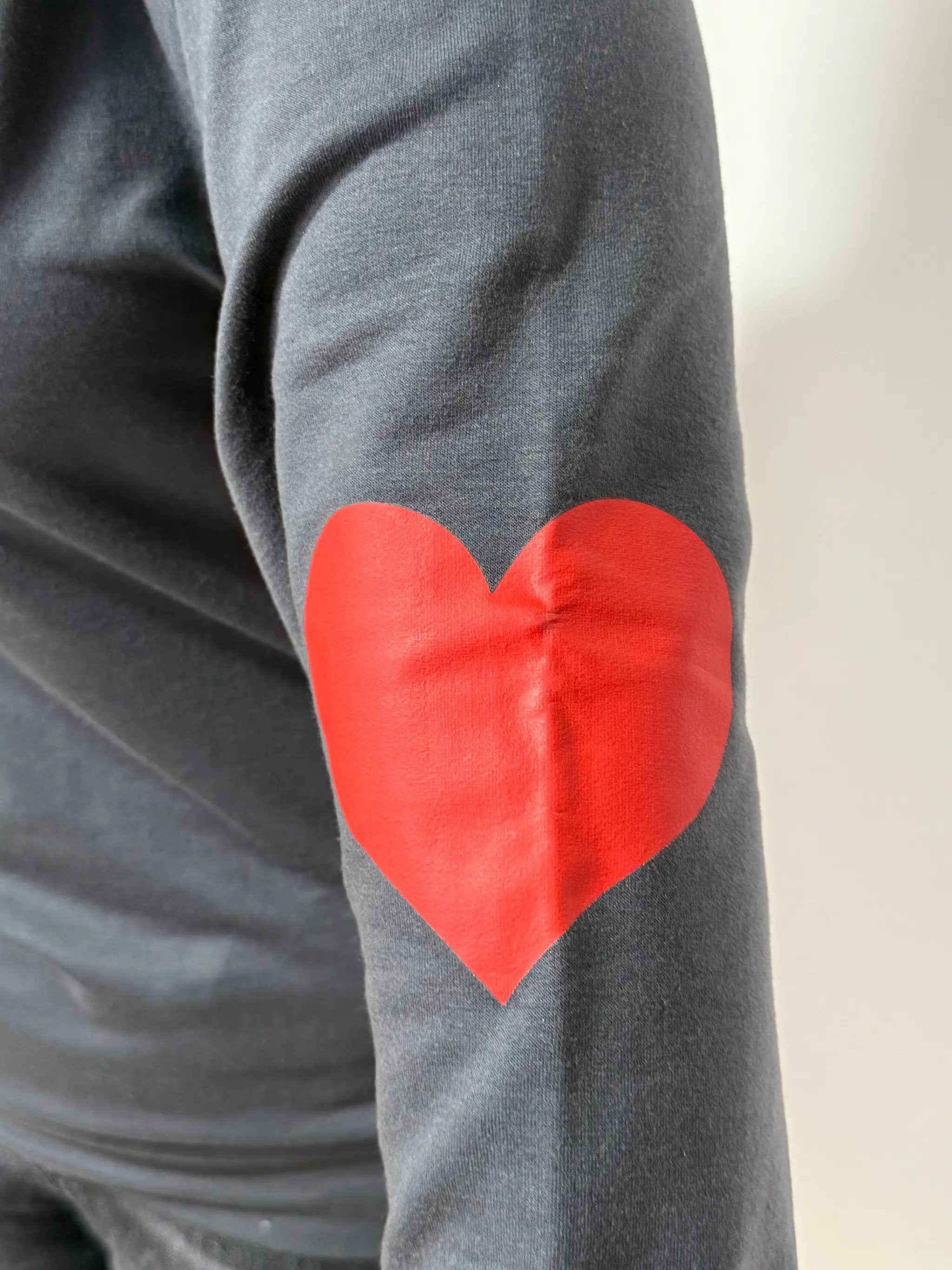 Grateful Threads Boutique Heartfelt Everyday Love Sweatshirt – Charcoal with Red Heart - Sweatshirts