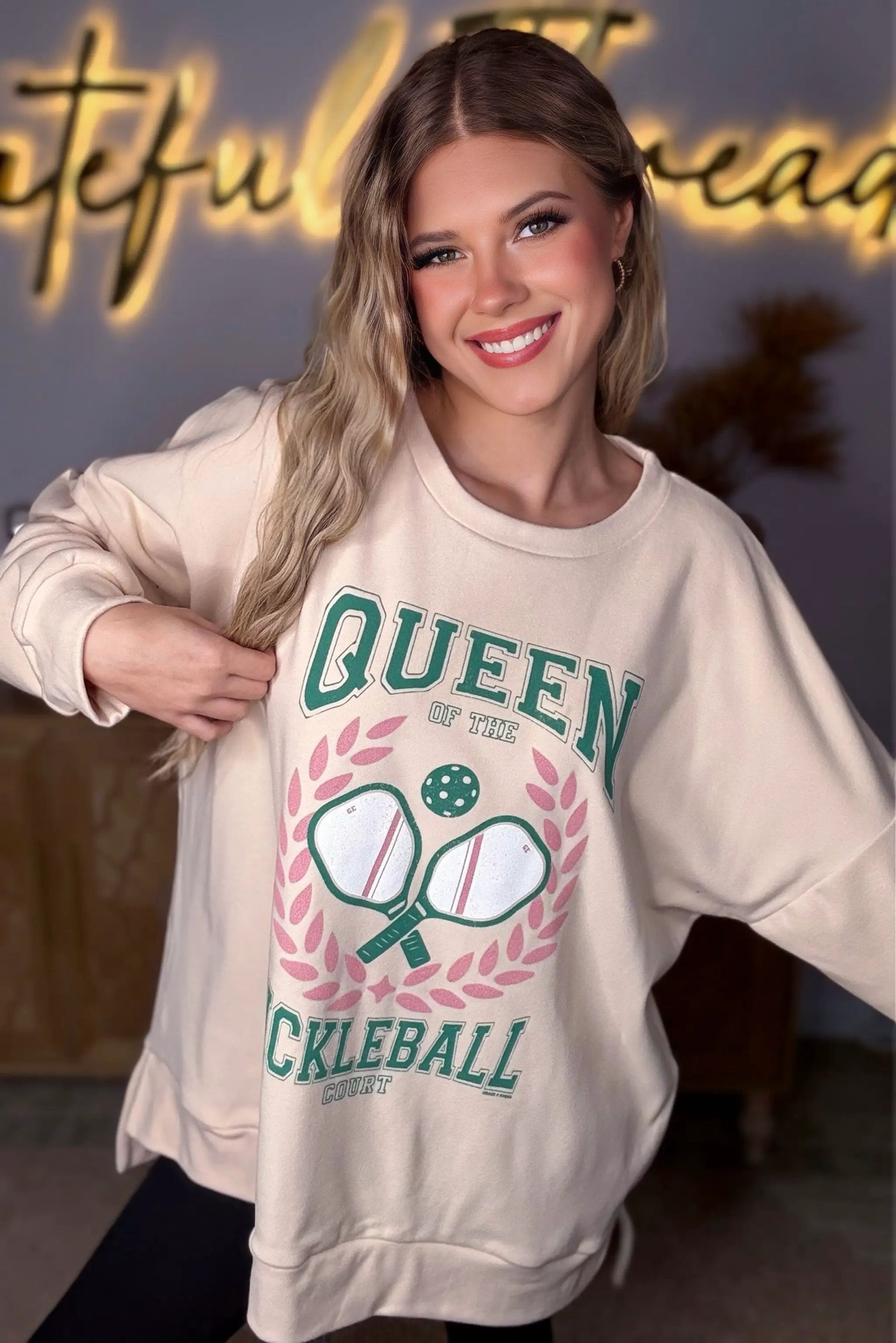 Grace & Emma Pickleball Queen Comfy Sweatshirt - Sweatshirts