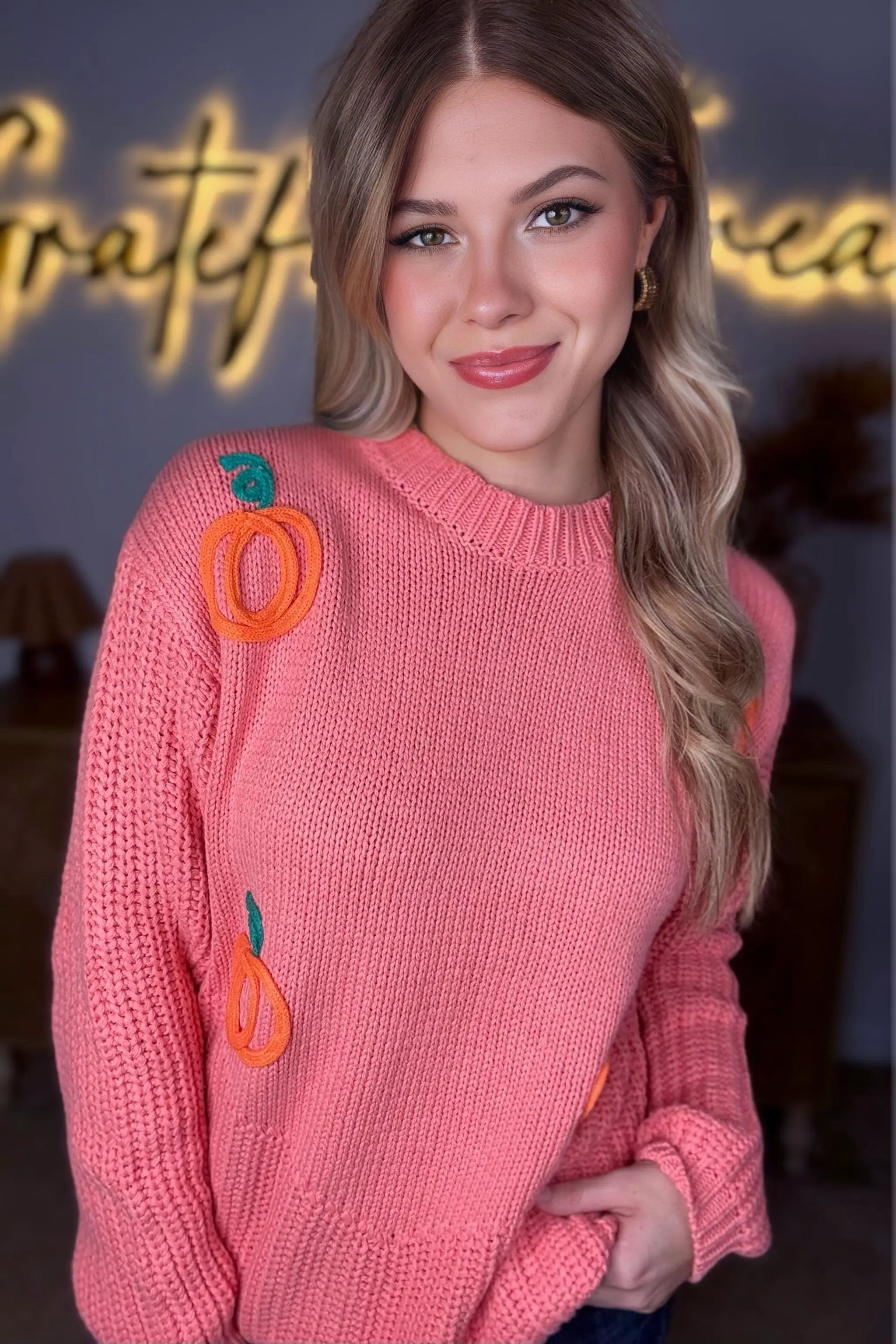 Grateful Threads Boutique Pumpkin Patch Blossom Sweater - Sweaters Blossom Pumpkin Embroidered Thanksgiving Sweater