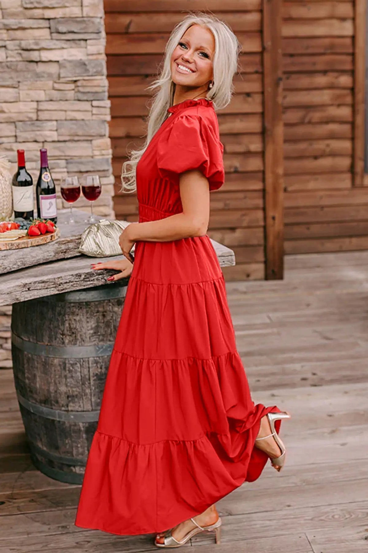 The Raina Maxi Dress - Coral — view 3