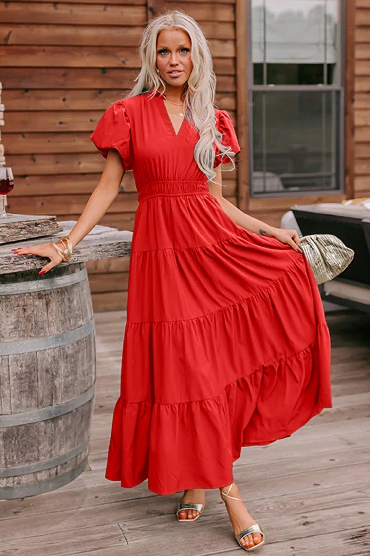 The Raina Maxi Dress - Coral — view 4