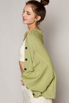 Sage green button cardigan.