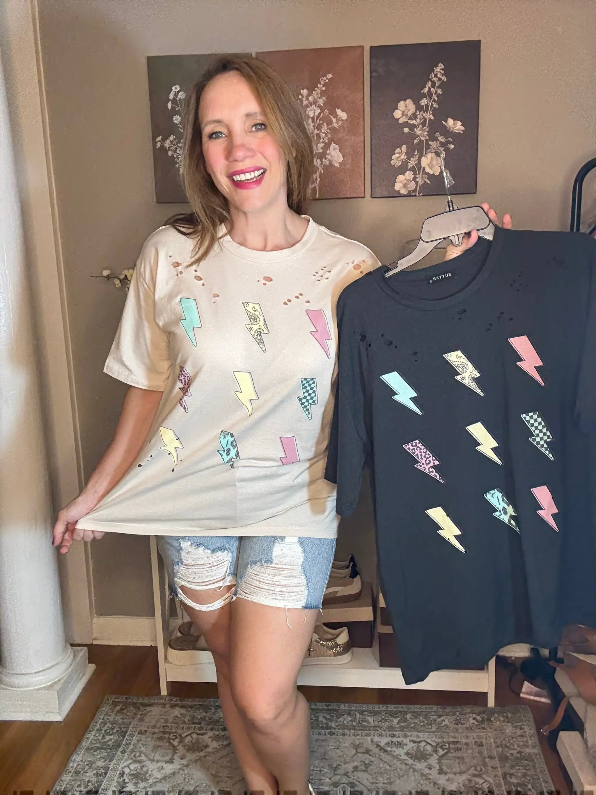 Zutter Zutter Lightning Bolts Graphic Distressed Tee - T-Shirts Lightning Bolts Bingo Graphic S/S Distressed Tee
