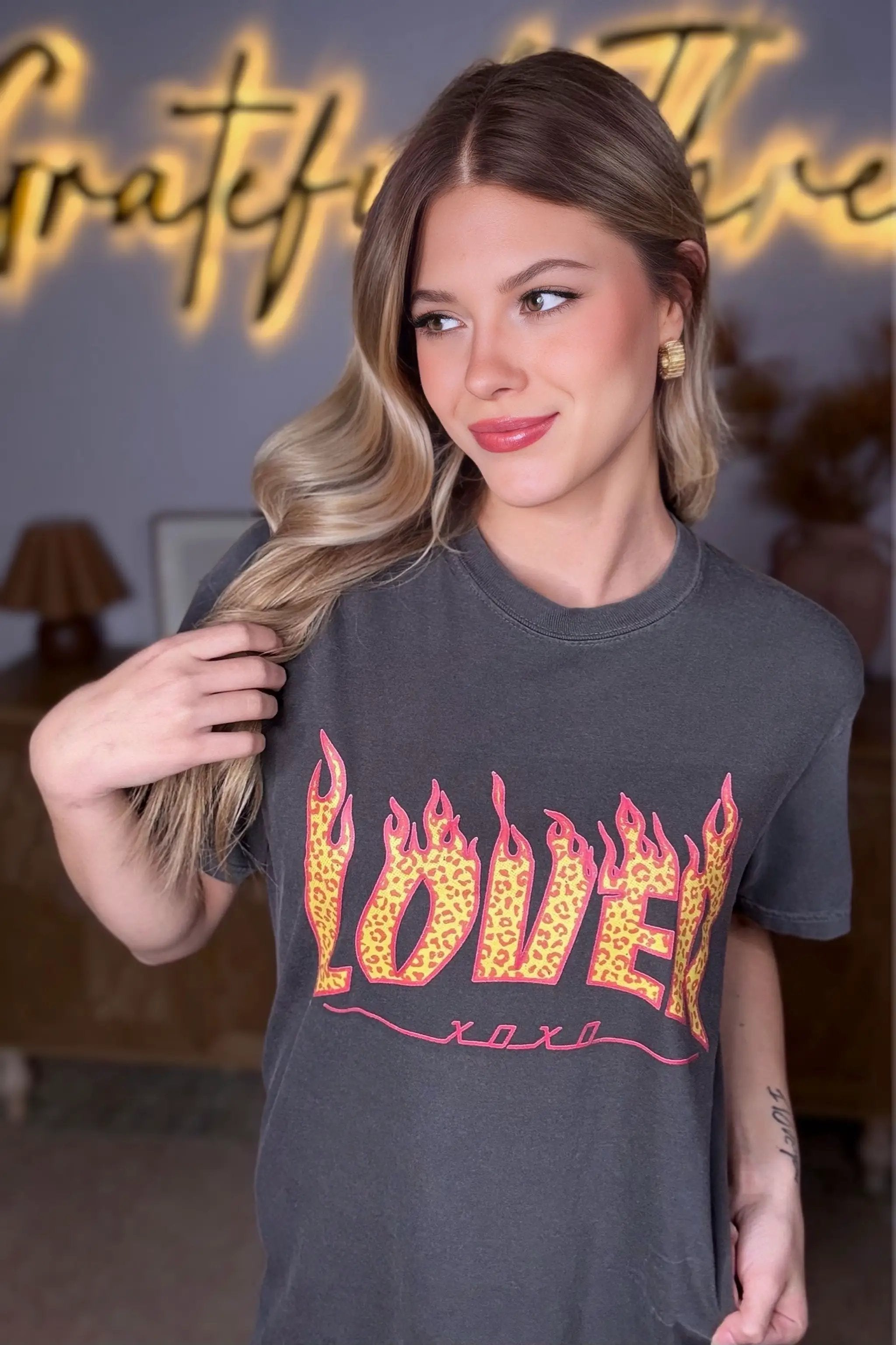 Grateful Threads Boutique Heart on Fire Lover Comfort Color Tee - T-Shirts