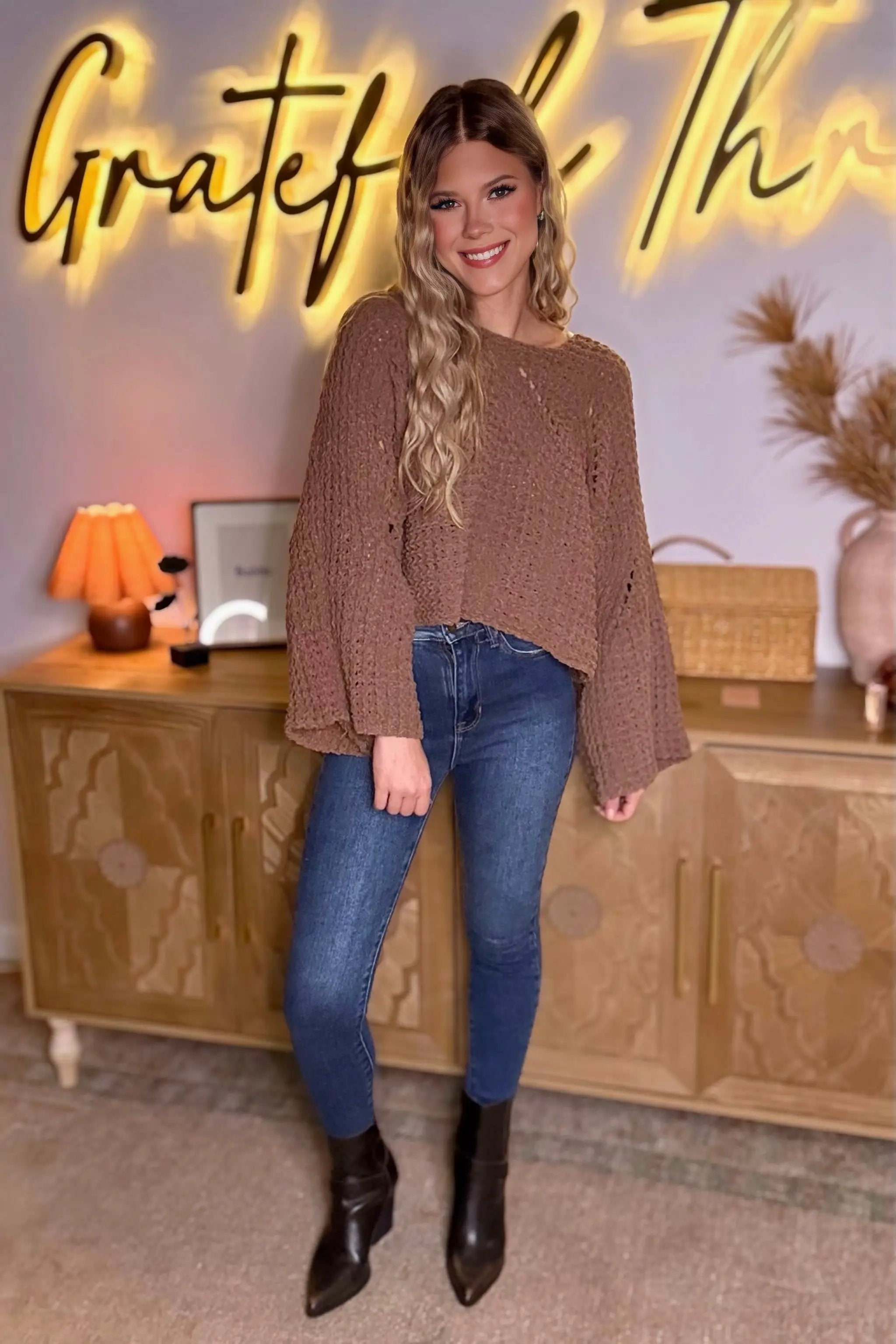 POL POL Cropped Chenille Sweater - Sweaters