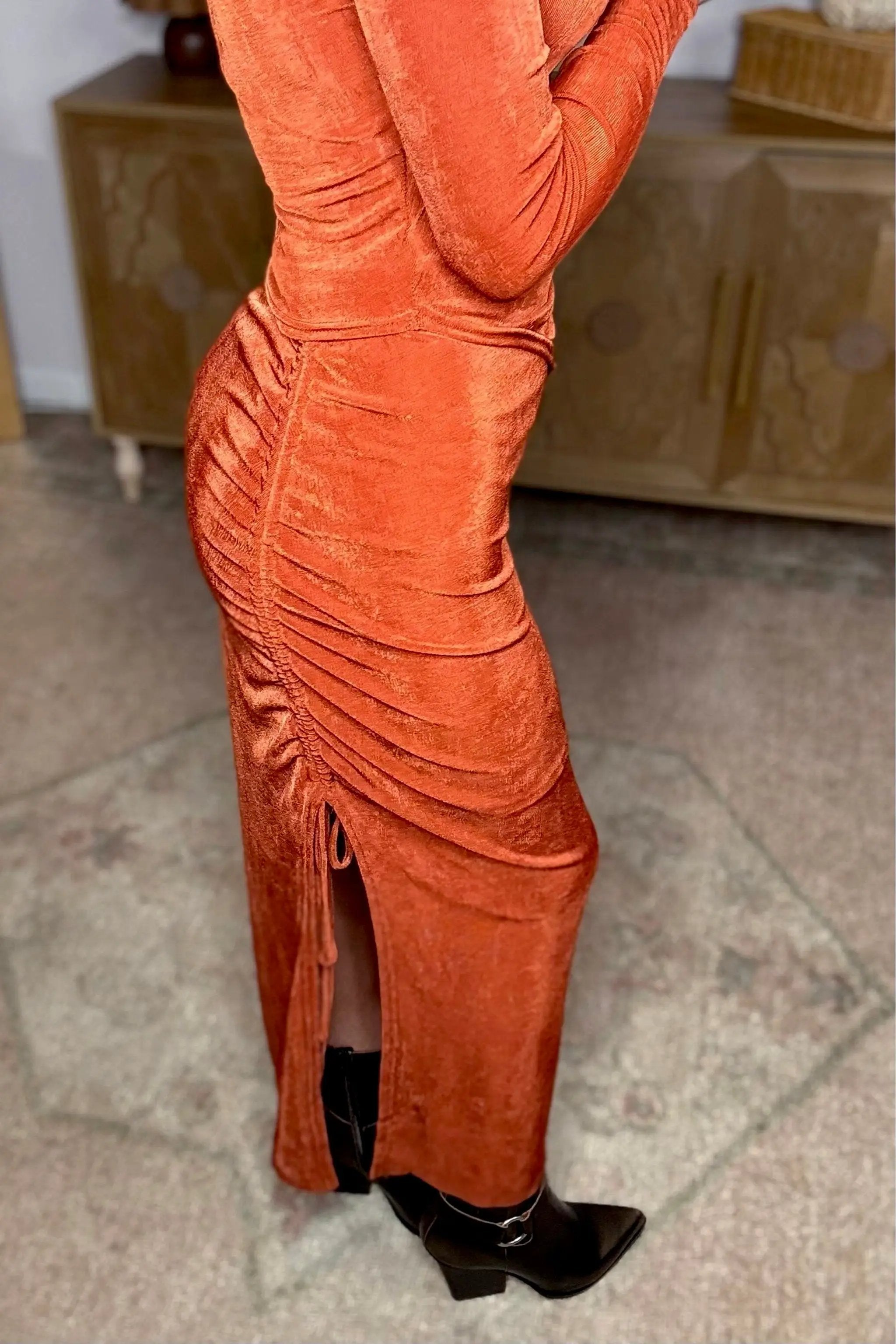 Le Lis After Hours Ruched Shimmer Midi Skirt – Matching Top Available - Skirts