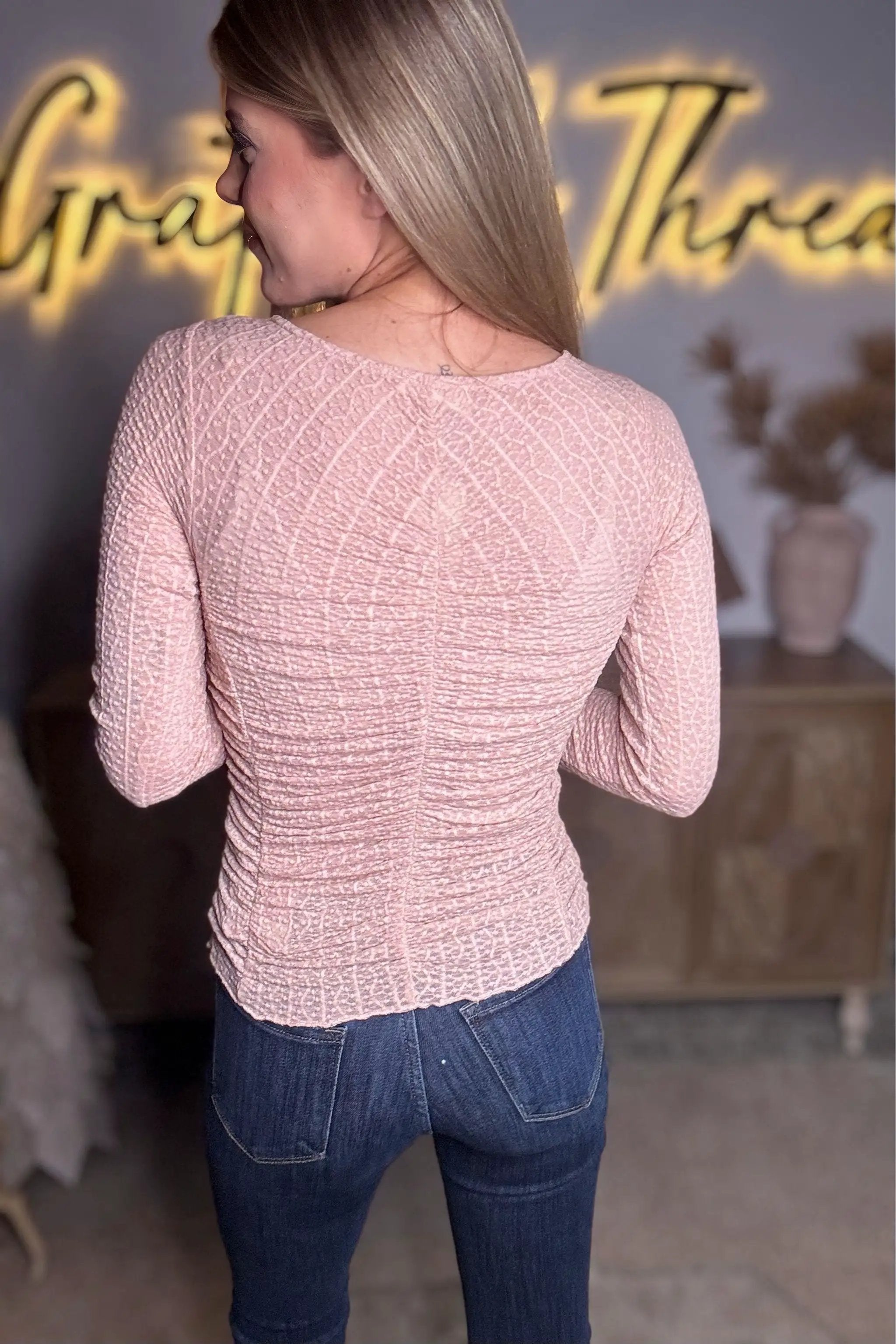 Mystree Mystree - Blushing Petals Lettuce Hem Mesh Layering Top - Blouses