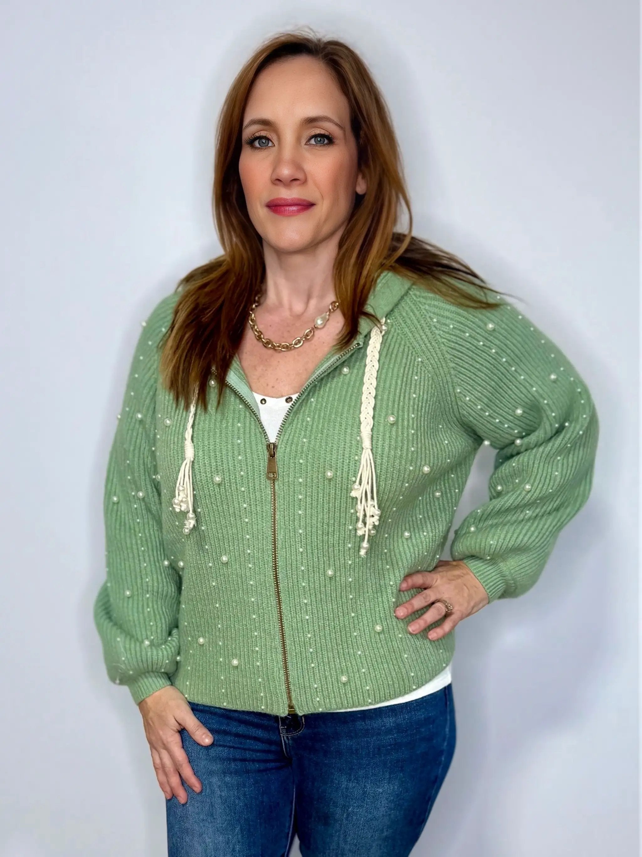 POL POL Pearl Trim Sweater Cardigan - Sweaters