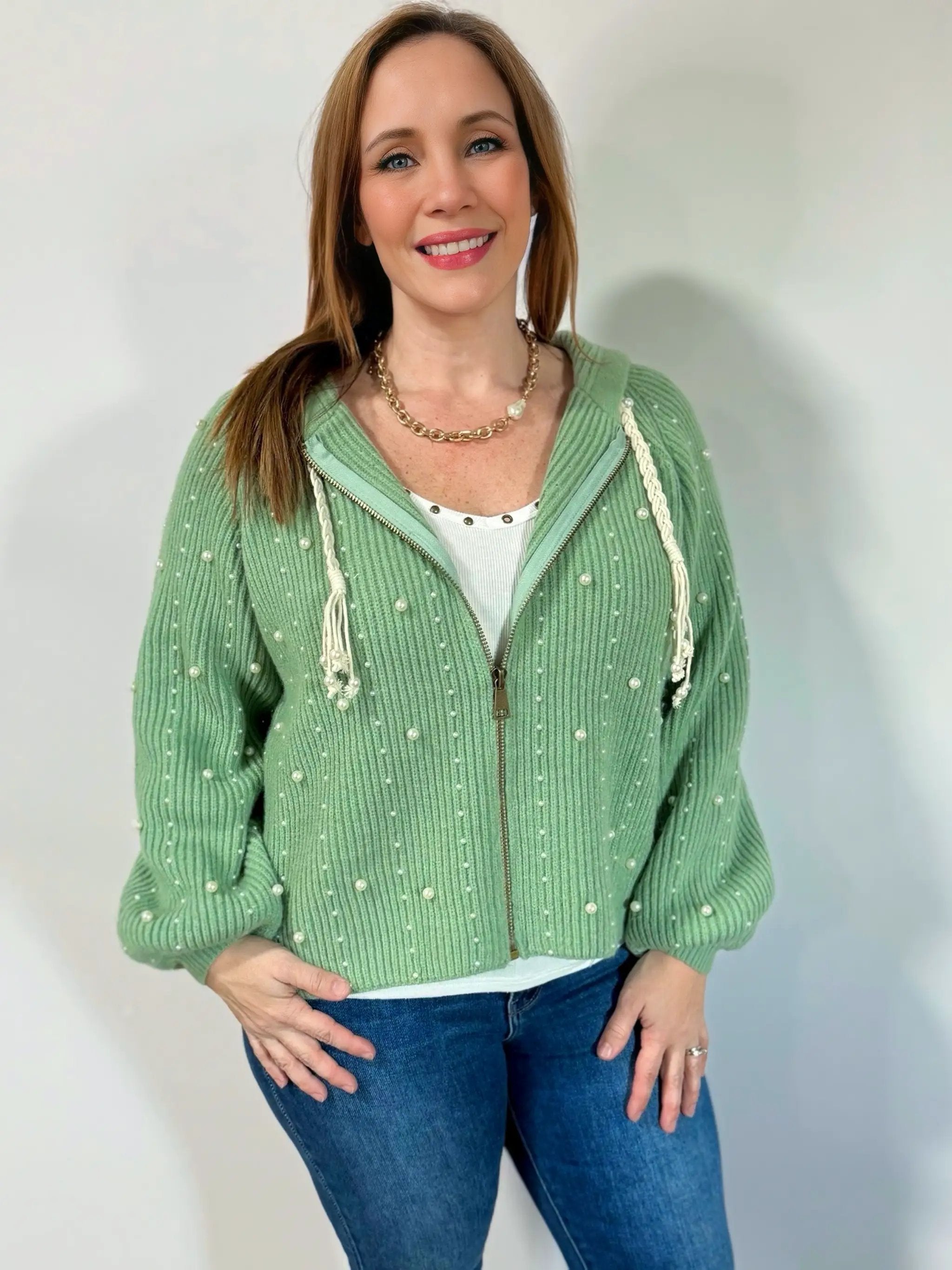 POL POL Pearl Trim Sweater Cardigan - Sweaters