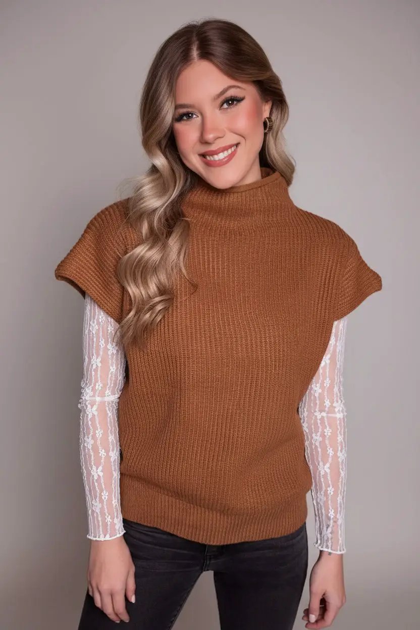 Zenana Zenana Power Shoulder Mock Neck Sweater - Sweaters Zenana Power Shoulder Mock Neck Sweater
