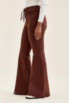 Judy Blue Jaqueline high-waist lace-up flare jeans in cocoa brown, side view