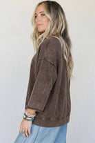 The Maren Long Sleeve Top - Dark Brown — view 3