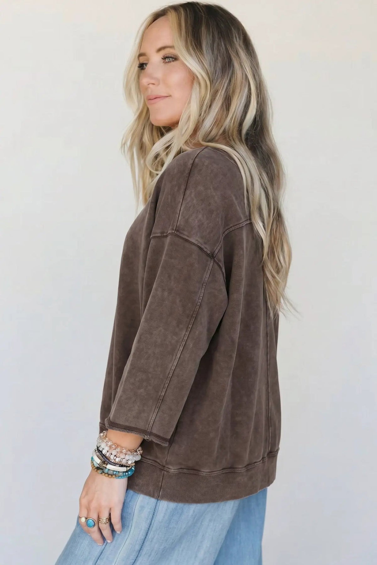The Maren Long Sleeve Top - Dark Brown — view 3