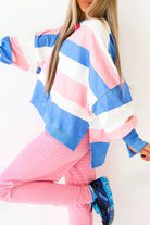 The Linden Long Sleeve Top - Pink Stripe — main photo