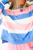 The Linden Long Sleeve Top - Pink Stripe — view 2