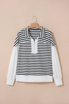 The Caroline Long Sleeve Top - White Stripe — view 4