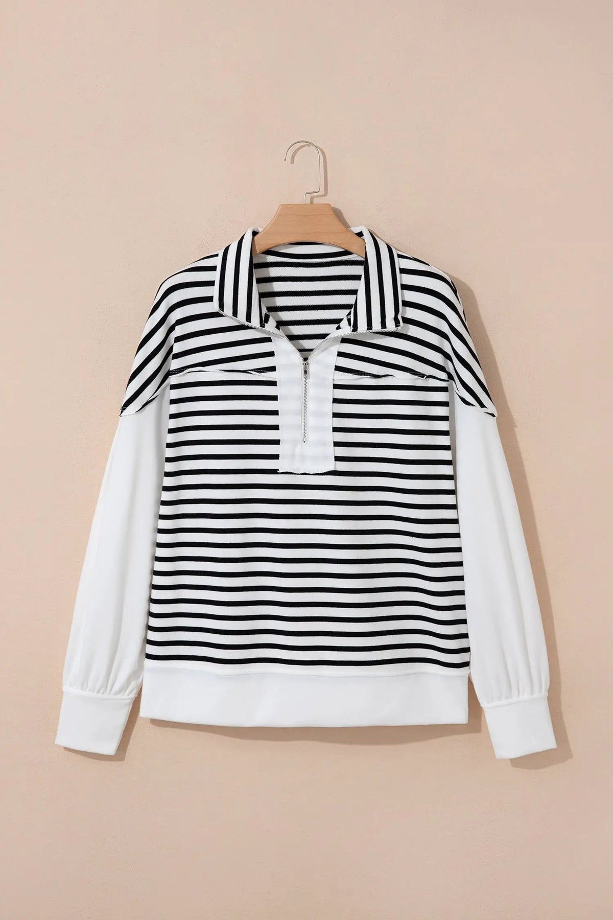 The Caroline Long Sleeve Top - White Stripe — view 4