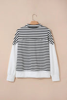 The Caroline Long Sleeve Top - White Stripe — view 5