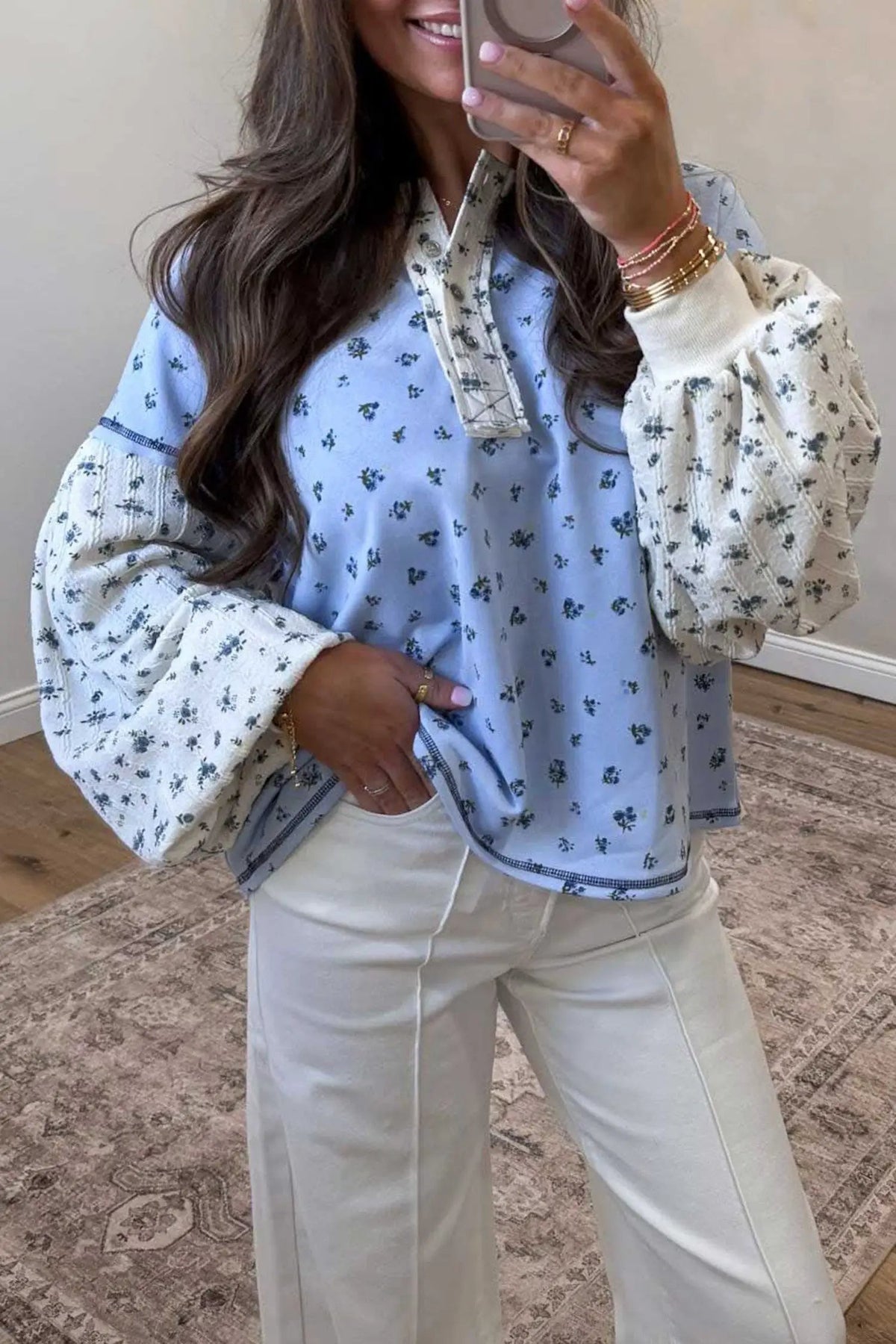 The Kara Long Sleeve Top - Sky Blue — main photo