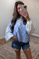 The Kara Long Sleeve Top - Sky Blue — view 3