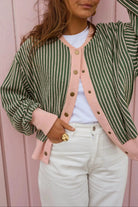 The Presley Cardigan - Green Stripe — main photo