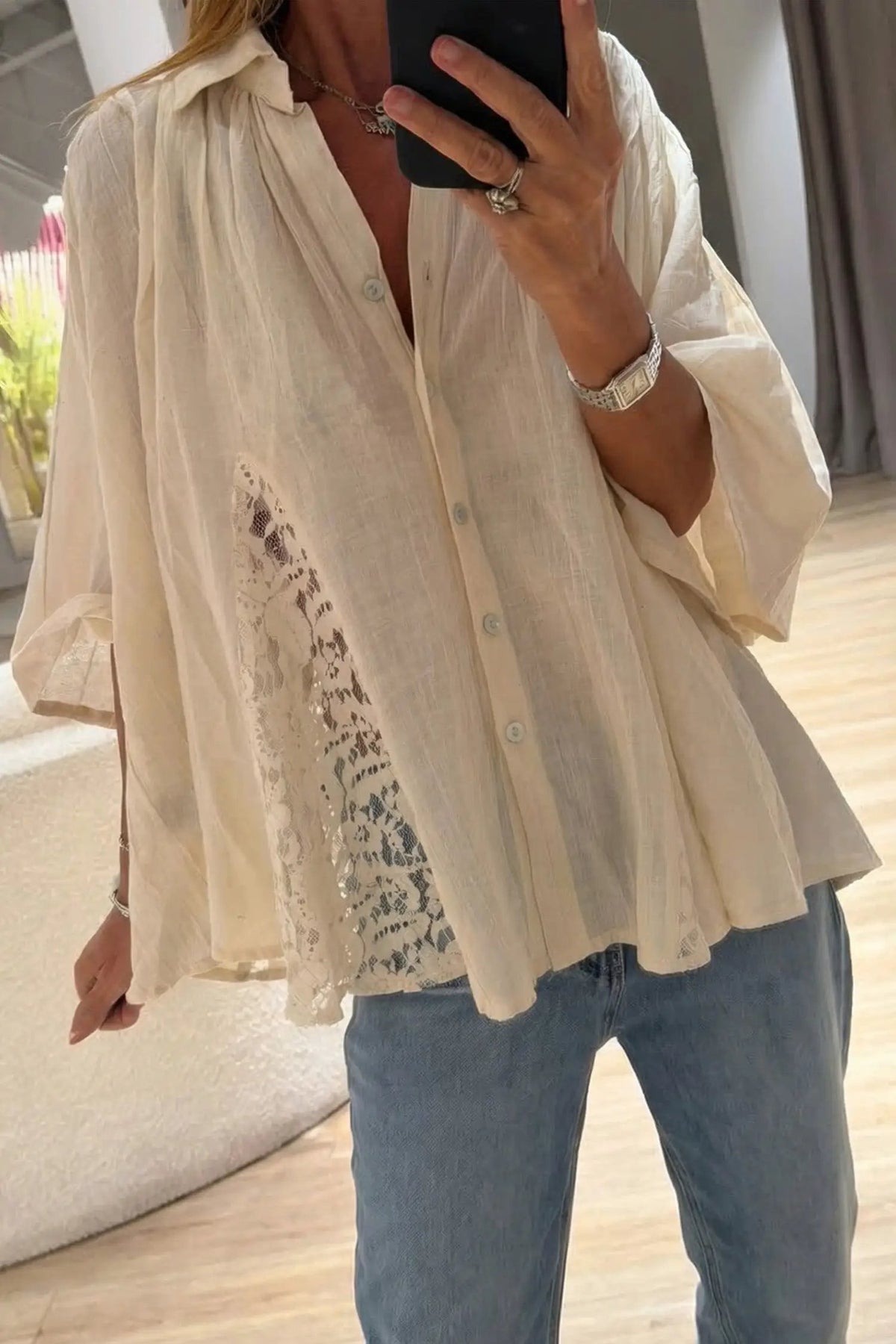 The Faye Blouse - Oatmeal — main photo
