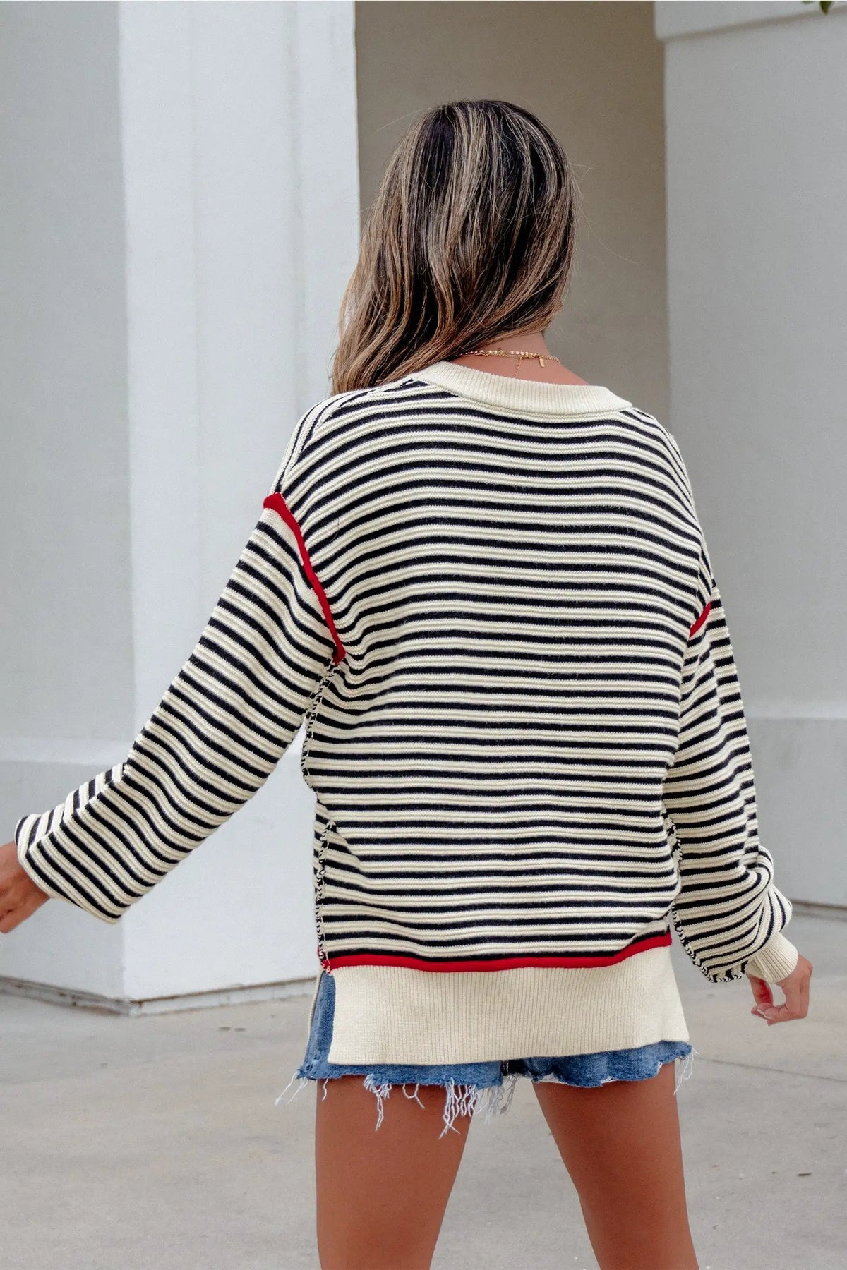 The Nola Sweater - Black Stripe — view 5