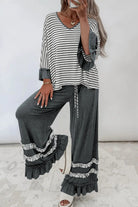 The Peyton Pant Set - Gray Stripe — main photo