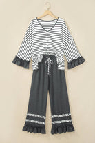 The Peyton Pant Set - Gray Stripe — view 4