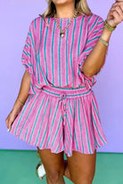 The Talia Short Set - Pink Stripe — view 2