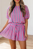 The Talia Short Set - Pink Stripe — view 3