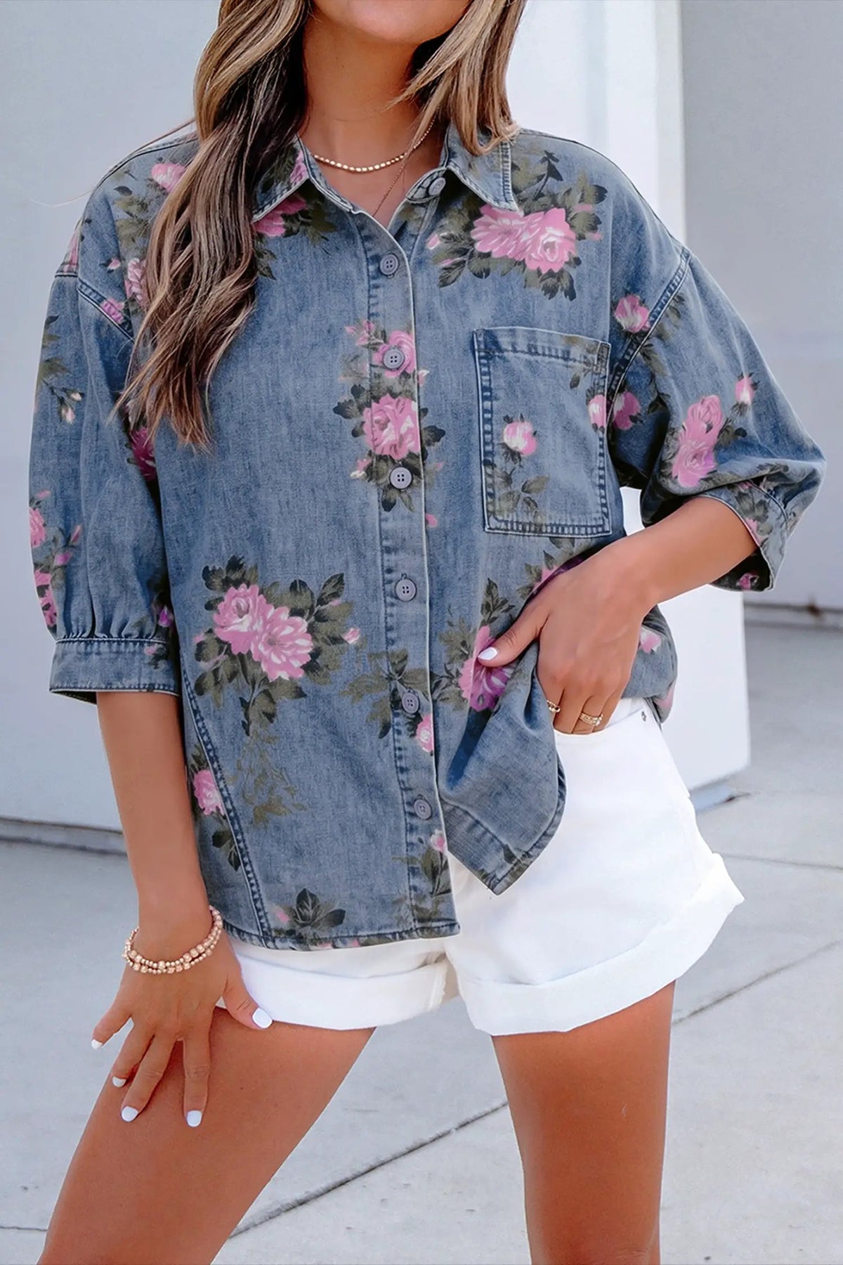 The Cleo Blouse - Blue — main photo