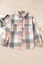 The Sage Plaid Shacket - Pink — view 4
