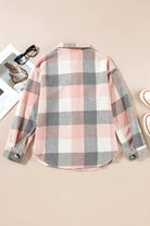 The Sage Plaid Shacket - Pink — view 5