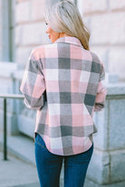 The Sage Plaid Shacket - Pink — view 2