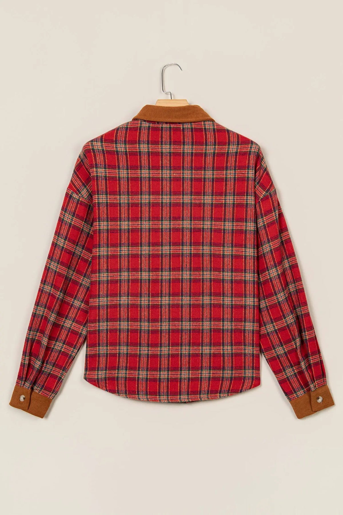 The Tori Plaid Shacket - Red — view 4