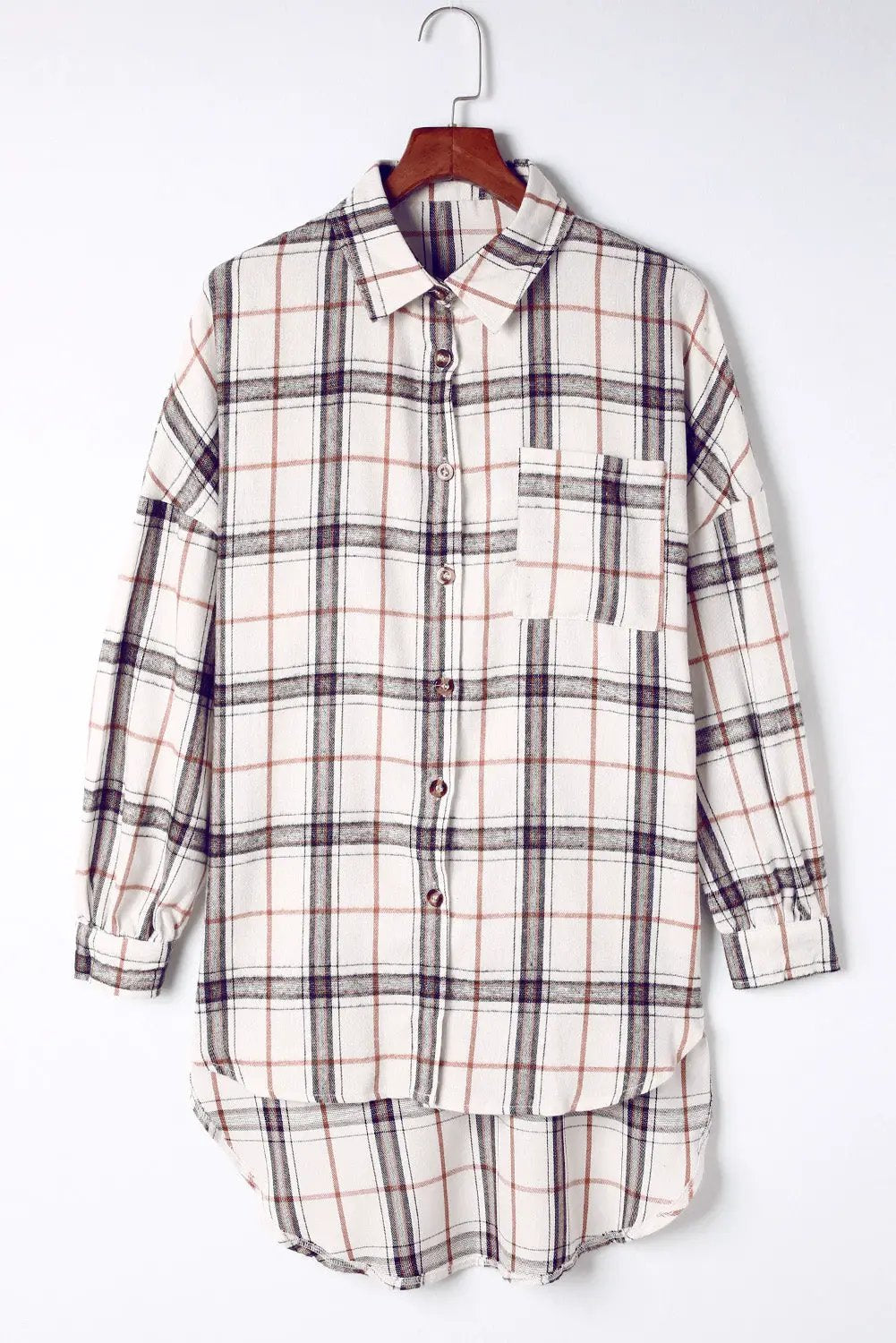 The Willow Plaid Shacket - White — view 5