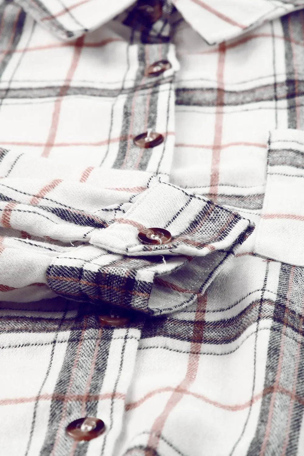The Willow Plaid Shacket - White — view 6
