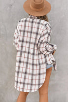 The Willow Plaid Shacket - White — view 4