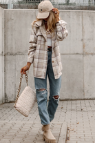 The Everly Plaid Shacket - Khaki — view 3