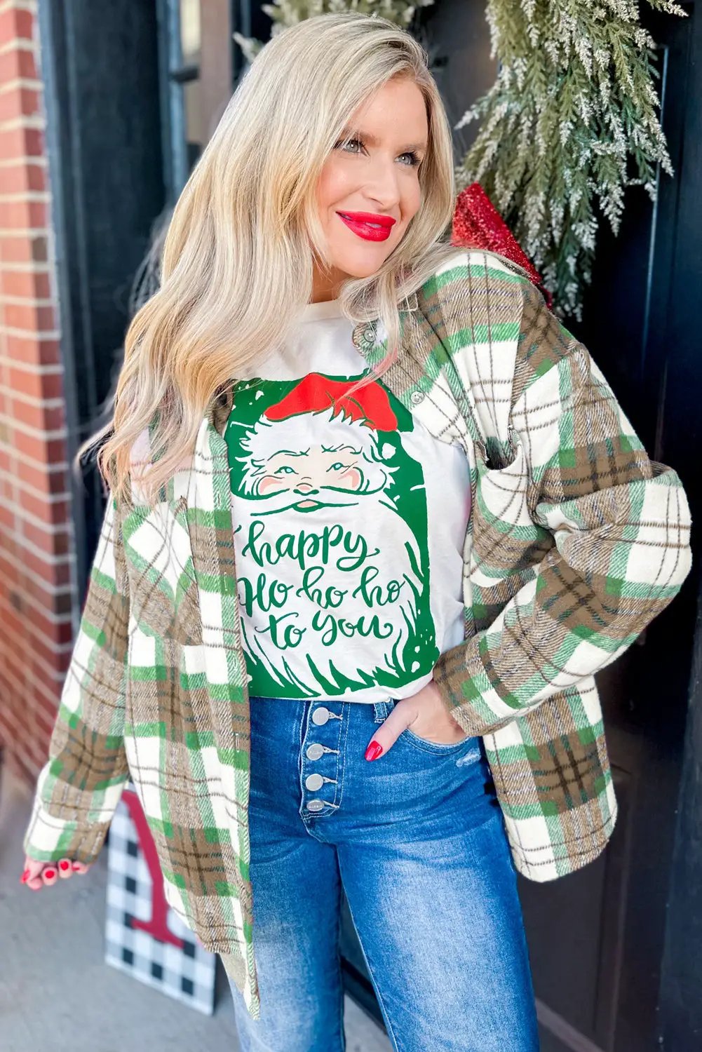 The Josie Plaid Shacket - Khaki — view 3