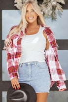 The Aubrey Plaid Shacket - Rose — view 4