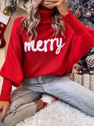 Red Merry Christmas sweater.