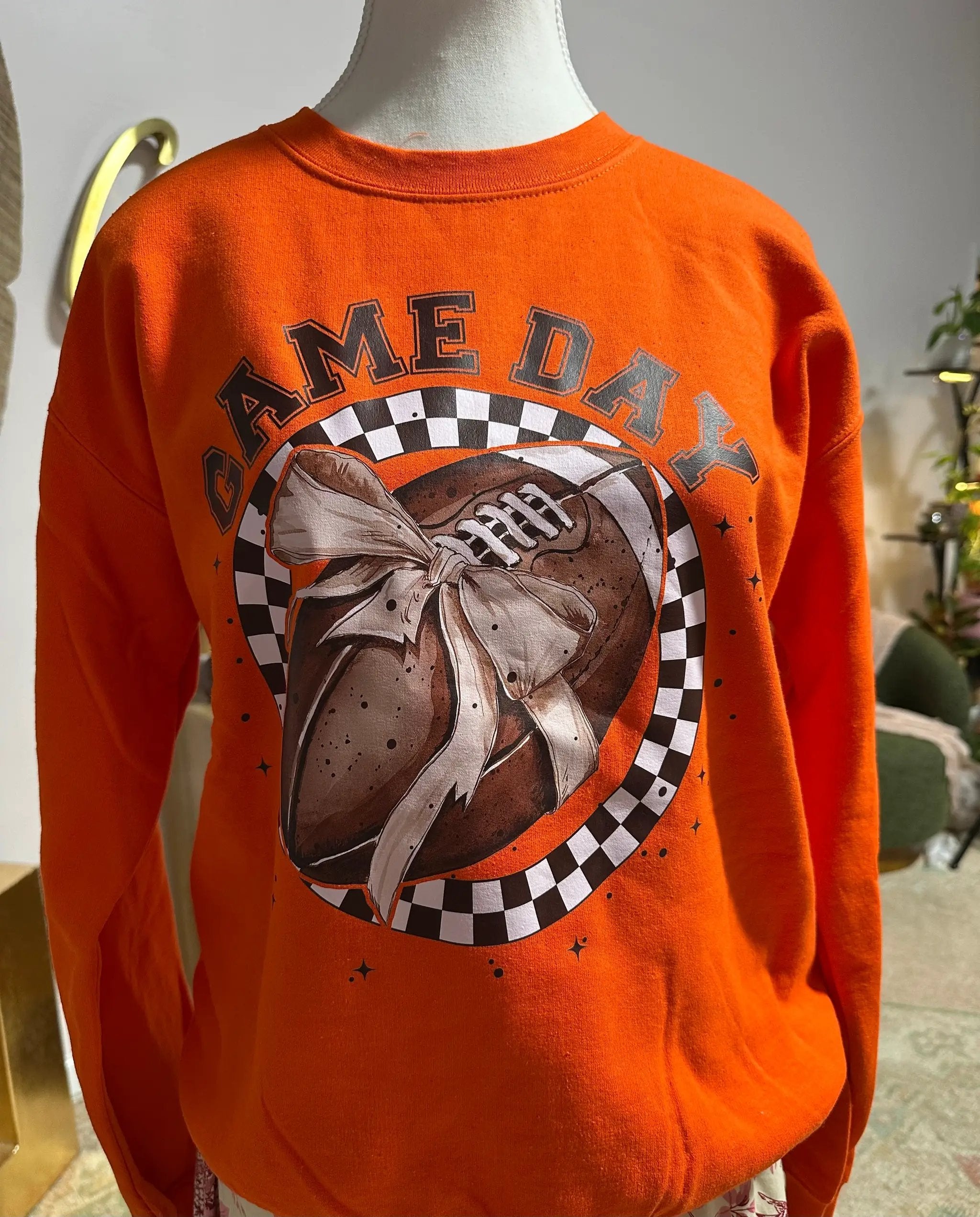 Grateful Threads Boutique Game Day Football Bow Sweatshirt - Sweatshirts Game day bow sweatshirt